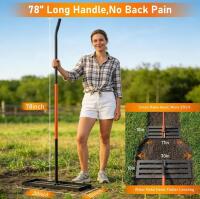 30"x10" Heavy-Duty Lawn Leveling Rake & 75"x71"x87" Steel Garden Arch Trellis with Nylon Netting - 6