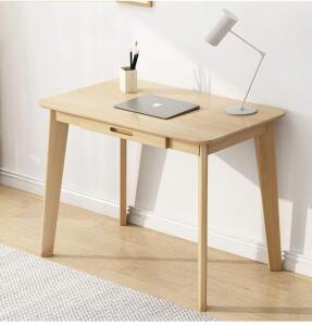 IOTXY A256 Wooden Writing Desk, 55.12" x 21.65" x 29.53", Walnut Finish, Solid Wood Legs