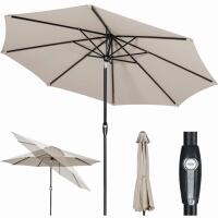 Tempera 10FT Auto-Tilt Patio Umbrella, Smoke Grey, Aluminum Frame, 200G Olefin Canopy