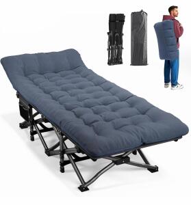 ATORPOK Folding Camping Cot with Mattress, 450 lb Capacity, Blue, 75"x27.5"x13.8"