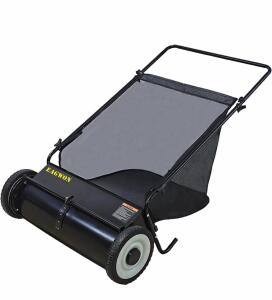 EAGWON 26-Inch Push Lawn Sweeper with 7 Cu. Ft. Hopper and Adjustable Height