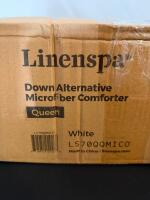 Linenspa Queen Down Alternative Microfiber Comforter White + Wedge Pillow White/Grey, Sealed - 4