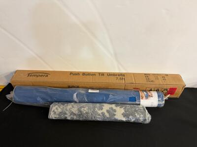 Tempera 7.5 ft Patio Market Umbrella with Push Button Tilt and Crank Lift &More