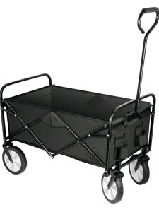 Rolling Folding & Rolling Collapsible Garden Cart, Outdoor Camping Wagon Utility with 360 Degree Swivel Wheels & Adjustable Handle, Black 220lbs Weight Capacity