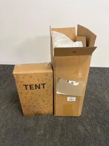 Large Indoor Playhouse Tent with PVC Frame, Ambient Lights, Mat, Curtains, 52"x35"x53", Cream