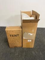 Large Indoor Playhouse Tent with PVC Frame, Ambient Lights, Mat, Curtains, 52"x35"x53", Cream