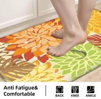 Floral Anti-Fatigue Kitchen Mat Set, Memory Foam, Non-Slip, Waterproof, PVC Leather, 2 Pieces - 9