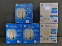 Large Lot: GE & U LED Bulbs - Decorative, Flood, Filament, Candelabra, Dimmable, Daylight/Soft White - 6