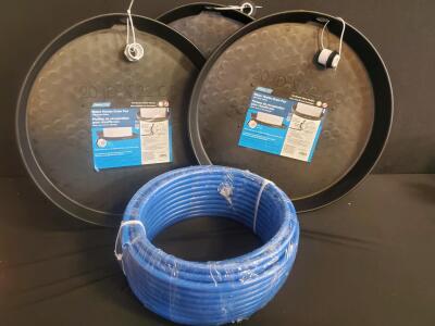 (3) Camco Water Heater Drain Pans With Drain Fitting And Plastic Tubing