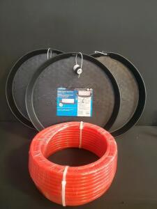 (3) Camco Water Heater Drain Pans With Drain Fitting And Plastic Tubing