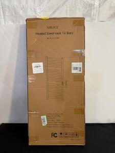 Sawlece Heated Towel Rack 12 Bars, Space Aluminum, Matte Black, 120V Plug-in, Built-in Timer