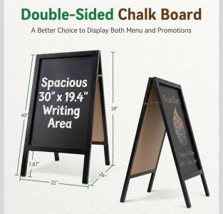 TEAKMAMA Double-Sided A-Frame Chalkboard Sign, 40" x 22", Extra Large Black, X004039NJD
