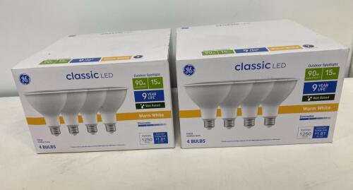 (2) GE Classic LED PAR38 Outdoor Spotlight Bulbs, 15W (90W Eq), 1250 Lumens, Warm White, Dimmable, 4 Pack