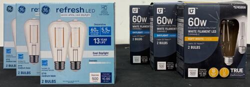 ST19 LED Light Bulbs, 60W Equivalent, 5.5W, 500 Lumens, Daylight & Soft White, 2-Pack, Dimmable