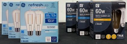 ST19 LED Light Bulbs, 60W Equivalent, 5.5W, 500 Lumens, Daylight & Soft White, 2-Pack, Dimmable