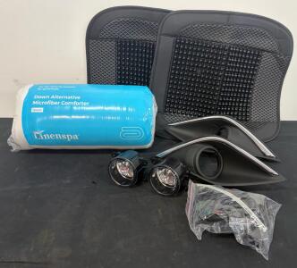 Linenspa Queen Comforter, Car Bead Seat Cushions (2), Aftermarket Fog Light Kit for Toyota Camry