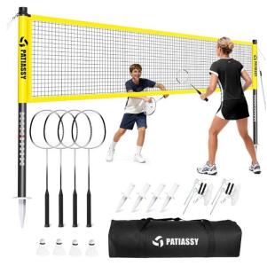 Patiassy JI0501Y-A08 Outdoor Badminton Set with 4 Rackets and Carry Bag