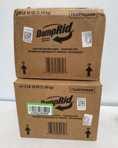 (2) DampRid FG30FFESBAM Moisture Absorber Refill, Fragrance Free, 4 x 2 lb 10 oz, 1 Case, UPC 075919304303
