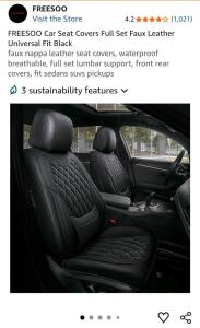 IKONMOTORSPORTS Universal Car Seat Covers, 04 Style, PU Faux Leather, Brown, Full Set, Waterproof