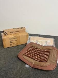 Beaded Wood Car Seat Cushion, Brown, 20x19 in, Non-Slip Universal Fit, Cooling & Breathable