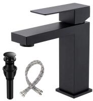 VSUNHOO Matte Black Bathroom Faucet 1-Handle, Pop-Up Drain, Wall Hook Rack, Car Escape Tool Set - 10