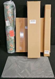 Green Wildflower Botanical Runner Rug, 24 x 59 in, Machine Washable, Non-slip Backing, New. Also Includes: Acrylic Display Case, Single Door Track, Floating Office Shelves, Grey Mat