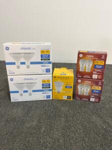 GE LED Bulb Lot: PAR38 Classic 150W 2-pk, PAR30 Ultra Bright 150W, A19 Relax 100W 2-pk, Dimmable