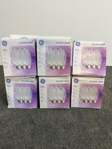 GE Crystal Clear 25W B10 Medium Base Decorative Bulb, 6-Pack, 30 Bulbs, 170 Lumens
