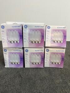 GE Crystal Clear 25W B10 Medium Base Decorative Bulb, 6-Pack, 30 Bulbs, 170 Lumens