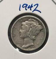 Mercury Dimes Lot: 1942 & 1945-S, 90% Silver, Circulated, U.S. Mint - 2
