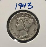 1943 & 1944 S Mercury Dimes, 90% Silver, San Francisco Mint, in 2x2 Holders - 2