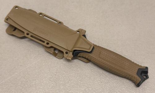Gerber StrongArm Fixed Blade Knife Coyote Brown 4.8" 420HC Blade, Sheath, Drop Point, USA Made