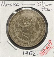 1959, 1962, 1966 Mexico 1 Peso Coins &ndash; Bust of Morelos &ndash; Mo Mint &ndash; 10% Silver, 34.5mm - 4