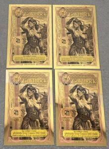 (4) Idaho Goldbacks 1/4 Denomination 2026, 1/4000th Troy Oz 24K Gold Note, Serial AH88041