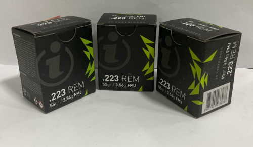 (3) .223 Remington 55gr FMJ Brass Ammo 3 Boxes/60 Rounds Igman IK21 Factory Sealed