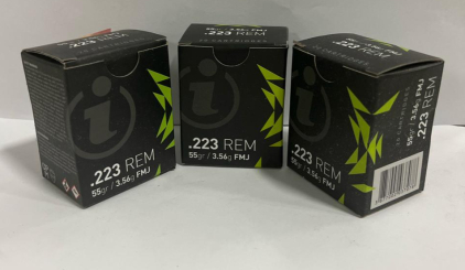 (3) .223 Remington 55gr FMJ Brass Ammo 3 Boxes/60 Rounds Igman IK21 Factory Sealed