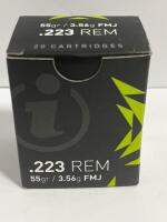 (3) .223 Remington 55gr FMJ Brass Ammo 3 Boxes/60 Rounds Igman IK21 Factory Sealed - 2