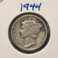 1944-S & 1945-S Mercury Dimes, 90% Silver, Circulated, San Francisco Mint, Set of 2 - 2