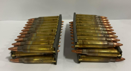 (2) 60-Round 5.56x45mm NATO M193 Ball Ammo, 10-Round Stripper Clips, SMQ Lot, Brass FMJ