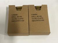 (2) 60-Round 5.56x45mm NATO M193 Ball Ammo, 10-Round Stripper Clips, SMQ Lot, Brass FMJ - 5