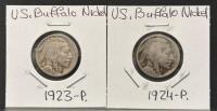 1923-1930 Buffalo Nickel 5c Lot, 10 Coins, Mint Marks S & P, 75% Copper, 25% Nickel, Circulated - 2