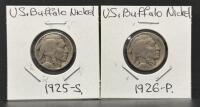 1923-1930 Buffalo Nickel 5c Lot, 10 Coins, Mint Marks S & P, 75% Copper, 25% Nickel, Circulated - 3