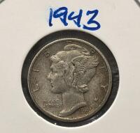 1943-S and 1944 Mercury Dimes &ndash; 90% Silver, Circulated Condition - 2