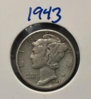 Pair of 1942 & 1943 Mercury Dimes 90% Silver - Winged Liberty Head, Circulated, 2x2 Holders - 4