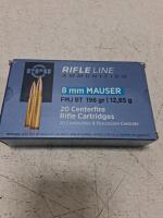 PPU 8mm Mauser FMJ BT 198 gr, 20 Round Box, Rifle Line, Brass Case Centerfire Ammunition - 3