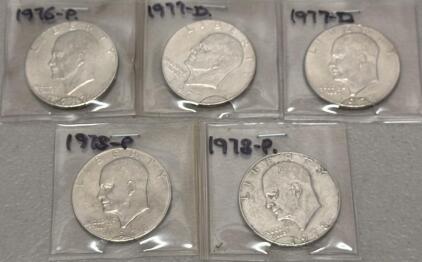 Eisenhower Dollar Coins &ndash; 1971-D, 1976-P, 1977-D, 1978-P, 1978-S &ndash; Circulated Condition