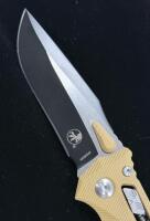 Microtech LUDT&reg; Automatic Folding Knife, 3.42" M390 Blade, Tan G10 Handle - 12