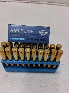 PPU 8mm Mauser 198gr FMJ BT Rifle Ammunition, 20 Rounds
