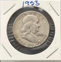 1953 Franklin Half Dollar, 90% Silver, Circulated Condition