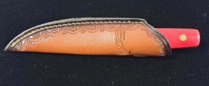 Marttiini Lynx Gold Curly Birch Fixed Blade Knife with Leather Sheath